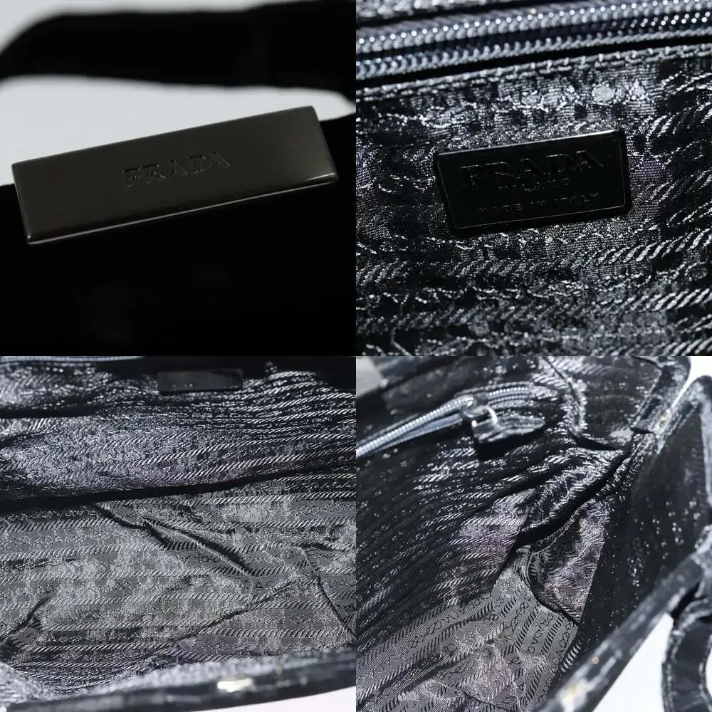 PRADA Hand Bag Velor Black Silver - Picture 11 of 12